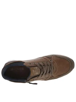 Baskets homme brun à talon plat avec lacets et zip latéral ton sur ton