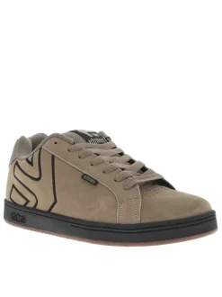 Baskets kaki en cuir à talon plat avec des lacets et un logo noir