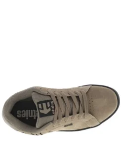 Baskets kaki en cuir à talon plat avec des lacets et un logo noir