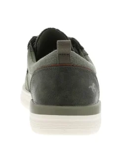 Baskets kaki à talon plat avec des lacets ronds et un logo embossé au talon