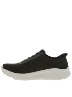 Baskets kaki à talon plat et à slip-on avec une semelle épaisse