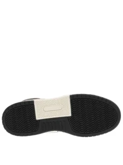 Baskets kaki à talon plat semi-montantes avec des empiècements noirs et marron