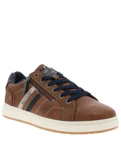 Baskets marron à talon plat avec des lacets et un zip latéral