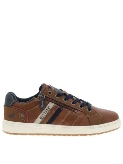 Baskets marron à talon plat avec des lacets et un zip latéral
