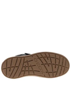 Baskets montantes en cuir bleu marine à semelle isolante et respirante, à lacets élastiqués et bande auto-agrippante