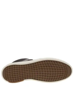 Baskets montantes en cuir marron à semelle plate et à lacets plats et zip