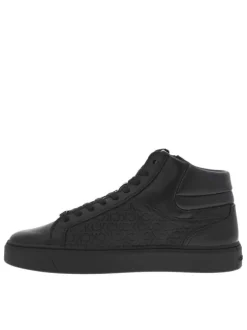 Baskets montantes en cuir noires avec semelle plateforme lacets et zip latéral
