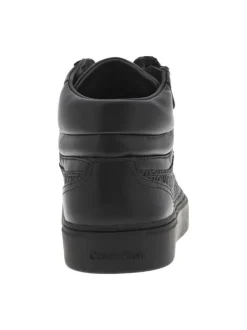 Baskets montantes en cuir noires avec semelle plateforme lacets et zip latéral