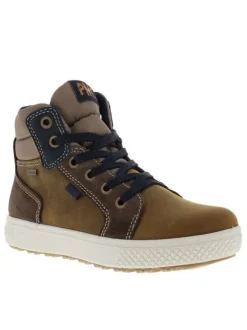 Baskets montantes en nubuck et Gore-Tex bicolore à zip et lacets marine