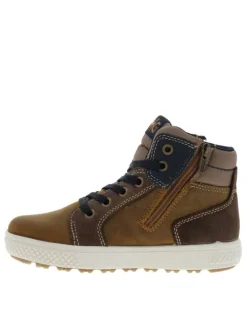 Baskets montantes en nubuck et Gore-Tex bicolore à zip et lacets marine