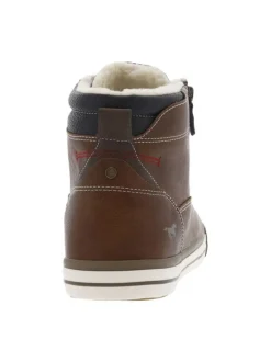 Baskets montantes marron, fourrées, à semelle vulcanisée, lacets et zip