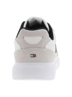 Baskets multisport en cuir blanc et beige à semelle plateforme arrondie blanche