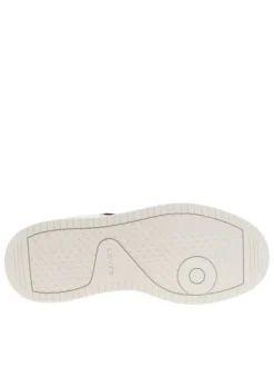 Baskets multisport en cuir blanc à semelle blanche surélevée et à lacets plats