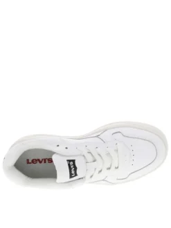 Baskets multisport en cuir blanc à semelle blanche surélevée et à lacets plats