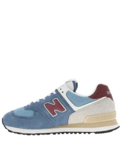 Baskets multisport en cuir bleu avec talon plat et lacets tressés