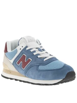 Baskets multisport en cuir bleu avec talon plat et lacets tressés