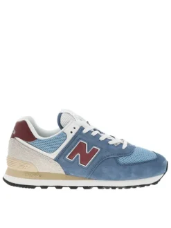 Baskets multisport en cuir bleu avec talon plat et lacets tressés