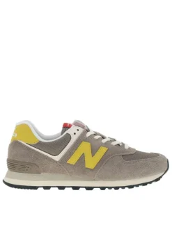 Baskets multisport en cuir taupe avec semelle crantée et fermeture à lacets
