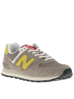 Baskets multisport en cuir taupe avec semelle crantée et fermeture à lacets
