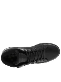 Baskets noires à talon plat avec des lacets et un zip latéral