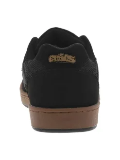 Baskets noires à talon plat avec des lacets noirs et logo de la marque