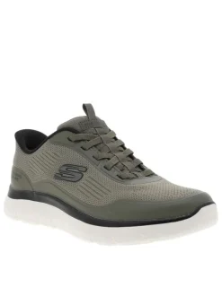 Baskets olive avec une semelle plate et une fermeture à slip-on