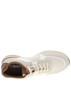 Baskets running beiges à talon plat avec des lacets et logo embossé