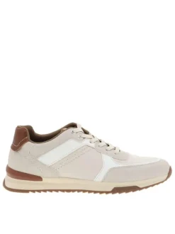 Baskets running beiges à talon plat avec des lacets et logo embossé