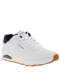 Baskets running blanches avec un talon compensé bas et des lacets