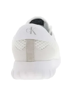 Baskets Running blanches en Mesh avec détails argenté à talon plat et lacets ronds