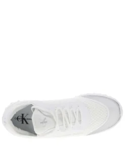 Baskets Running blanches en Mesh avec détails argenté à talon plat et lacets ronds