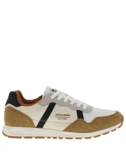 Baskets running blanches à talon plat avec des lacets et une semelle crantée