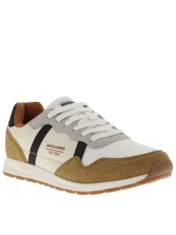 Baskets running blanches à talon plat avec des lacets et une semelle crantée