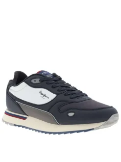 Baskets running bleu marine avec semelle à talon plat et lacets