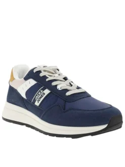 Baskets running bleu marine avec un talon plat et des lacets
