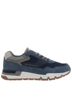 Baskets running bleu marine avec un talon plat et des lacets