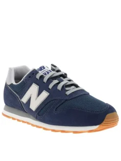 Baskets running 373 bleu marine avec un talon plat et un patch sur la languette