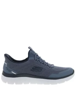 Baskets running bleu marine à semelle plate avec une fermeture slip-on