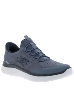 Baskets running bleu marine à semelle plate avec une fermeture slip-on