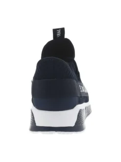 Baskets Running bleu marine slip-on avec logo sur les côtés et talon semi-compensé
