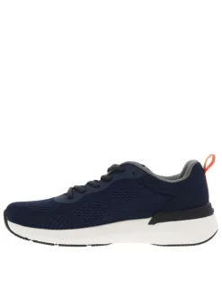 Baskets running bleu marine à talon plat avec des lacets noirs