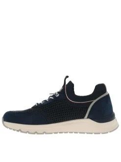 Baskets running bleu marine à talon plat avec un col élastiqué