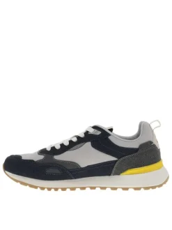 Baskets running bleu marine à talon plat avec un patch sur la languette