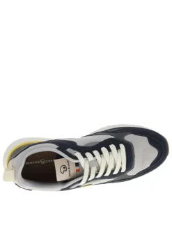 Baskets running bleu marine à talon plat avec un patch sur la languette
