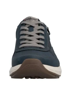 Baskets running bleu marine à talon plat et à lacets plats avec un zip