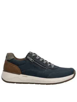 Baskets running bleu marine à talon plat et à lacets plats avec un zip