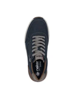 Baskets running bleu marine à talon plat et à lacets plats avec un zip