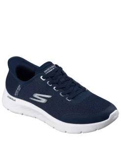 Baskets running bleu marine à talon plat et à slip-on muni de lacets élastiqués