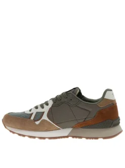 Baskets running Brit Must M en cuir kaki à talon plat avec des lacets