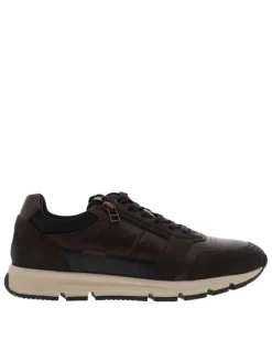 Baskets running chocolat à talon plat avec une fermeture à lacets avec un zip